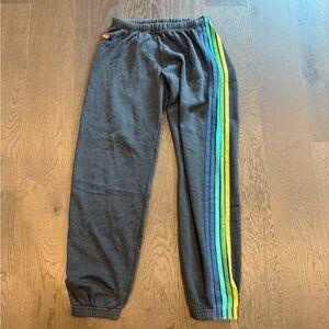 Aviator Nation Gray and Blue Sweatpants with Elastic Cuffs